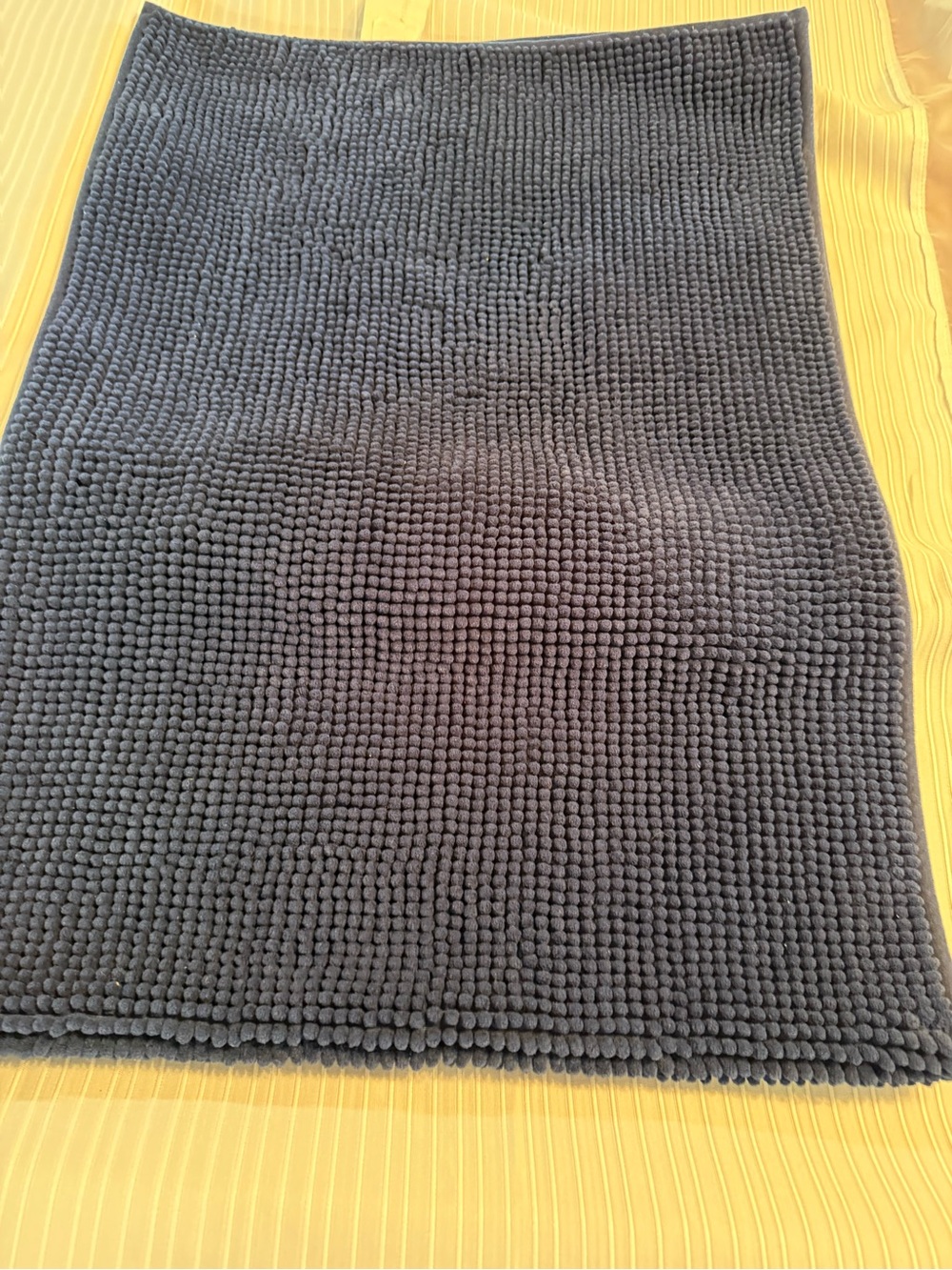 Essentials Navy Textured Chenille Bath Mat